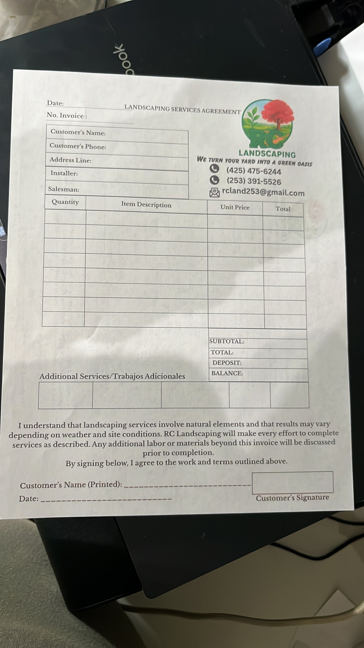 Invoice notepad personalized-libreta personalizada de invoice